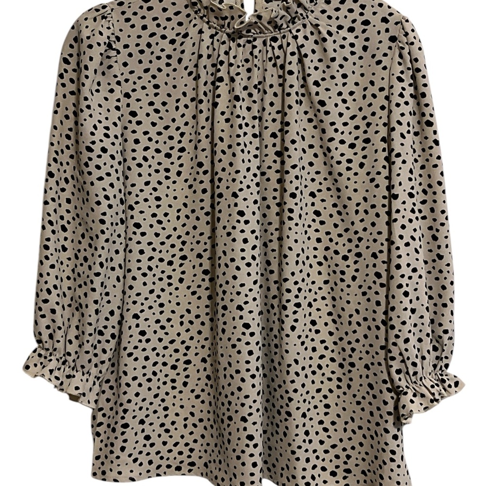 Liam & Co Beige Polka Dot Women's Top